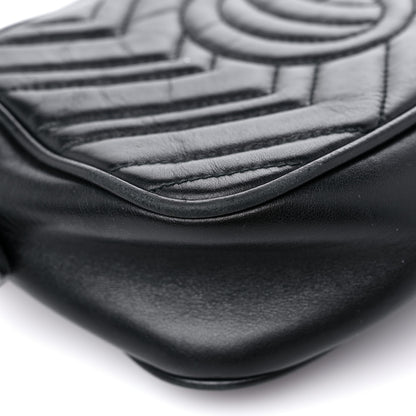 Gucci Calfskin Matelasse Small GG Marmont Chain Shoulder Bag Black 10 of 18