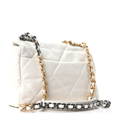 Chanel Goatskin Quilted Large Chanel 19 Flap White 5 of 19