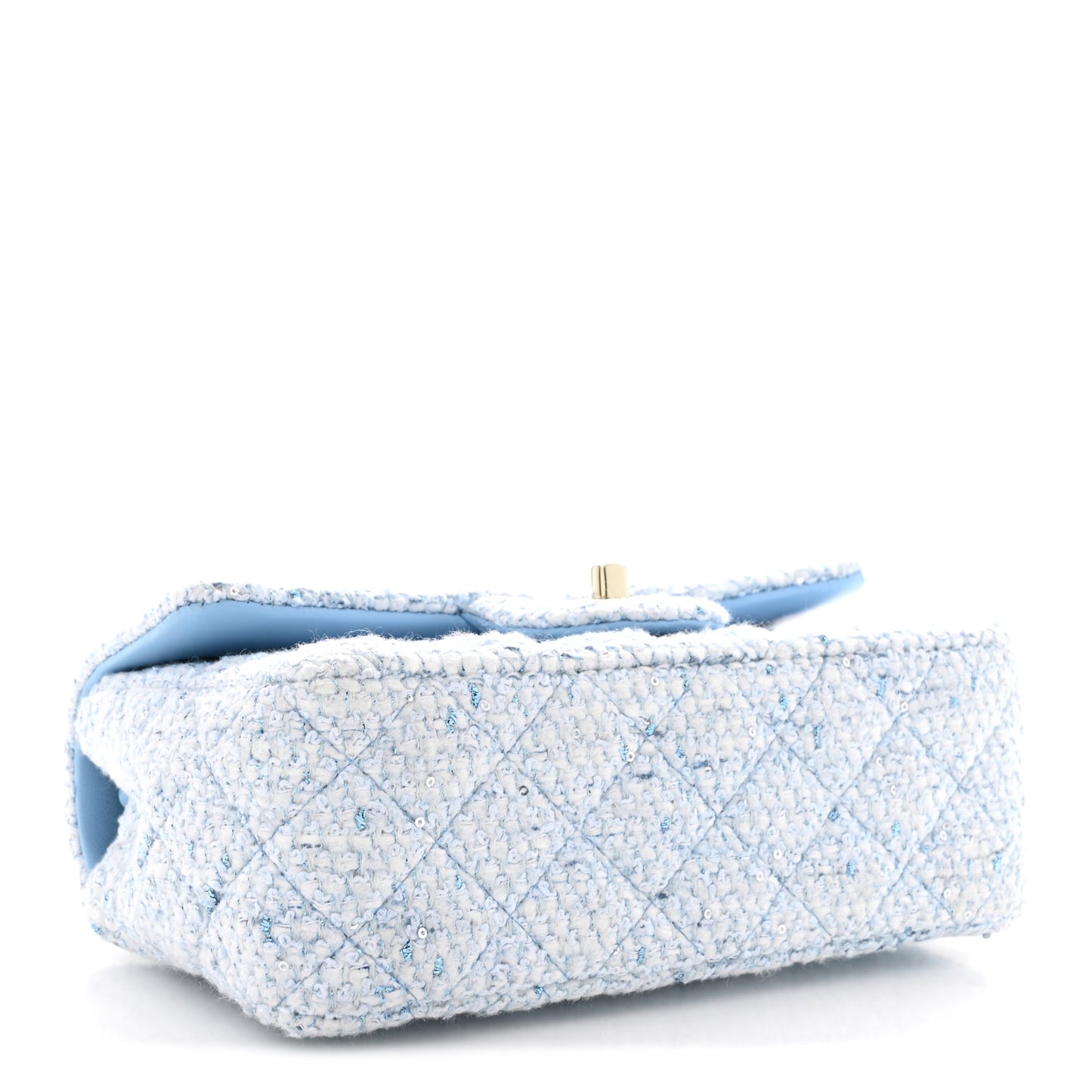Tweed Quilted Mini Rectangular Flap Blue White Silver