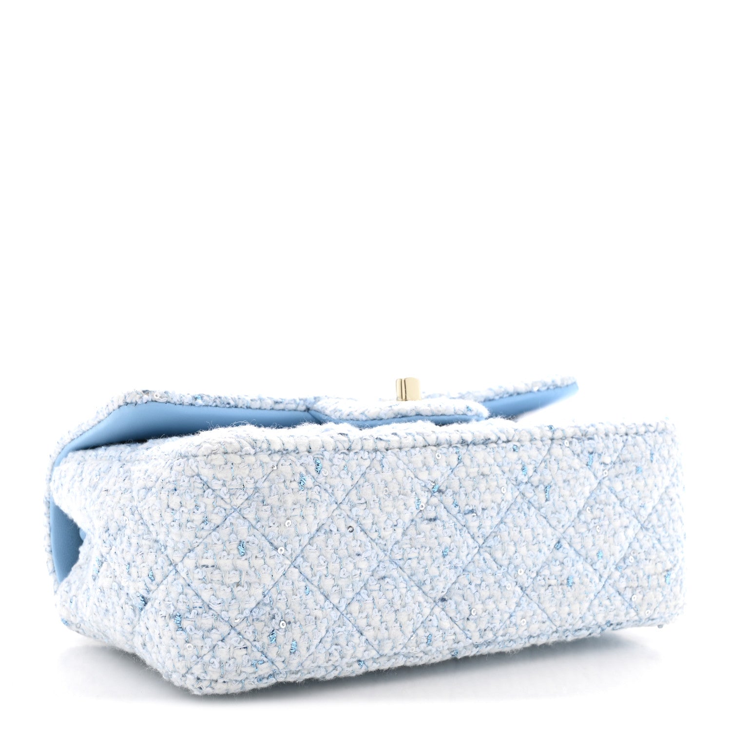 Chanel Tweed Quilted Mini Rectangular Flap Blue White Silver 4 of 11