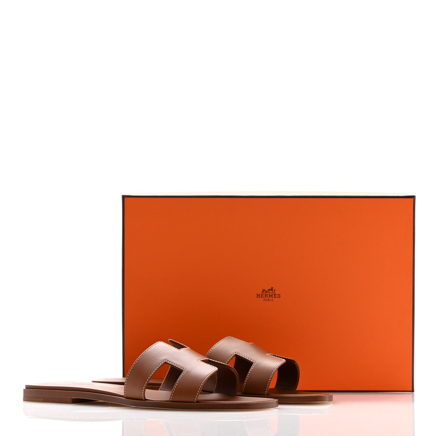 Hermes Box Calfskin Oran Sandals 40 Gold 10 of 10