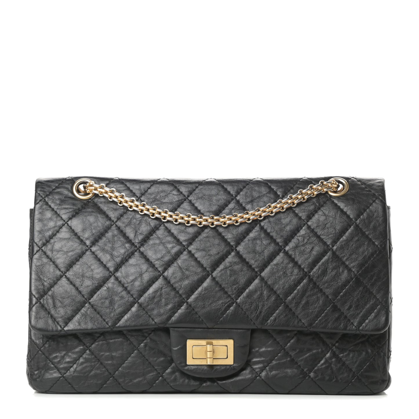 Aged Calfskin Quilted 2.55 Reissue 227 Flap Black
