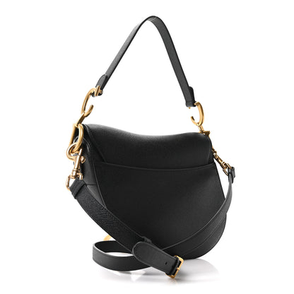 Christian Dior Grained Calfskin Saddle Bag With Strap Black 3 of 11