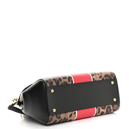 Dolce & Gabbana Dauphine Leopard Graffiti Print Medium Miss Sicily Satchel Black 3 of 10