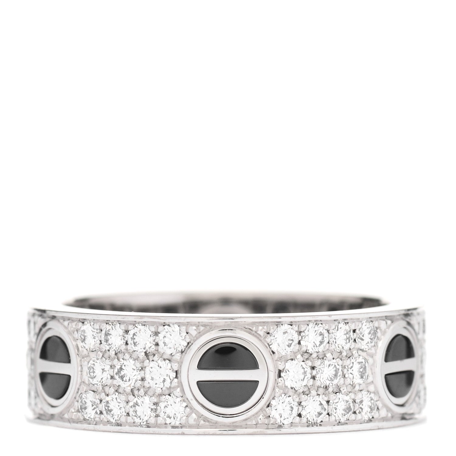 Cartier 18K White Gold Diamond Ceramic LOVE Paved Ring 57 8 1 of 6