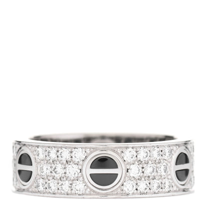 Cartier 18K White Gold Diamond Ceramic LOVE Paved Ring 57 8 1 of 6