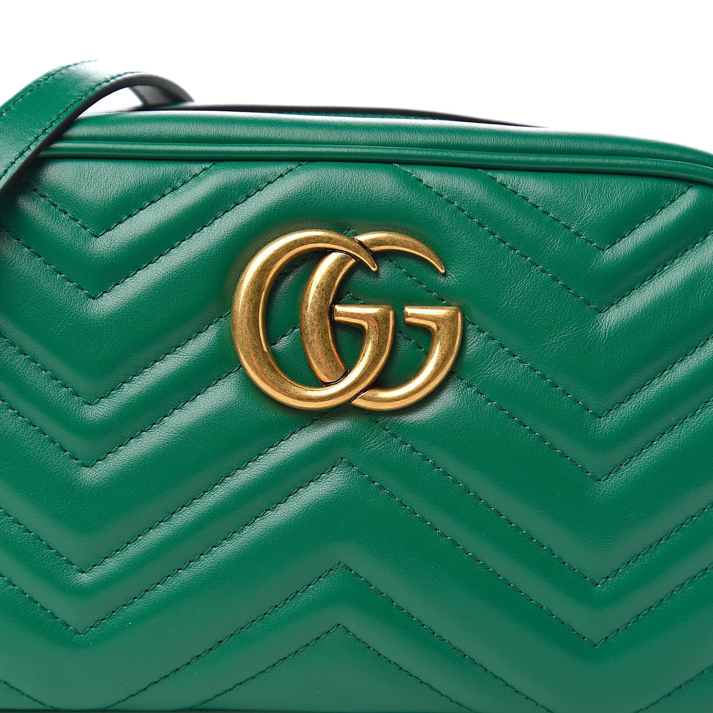 Calfskin Matelasse Small GG Marmont Chain Shoulder Bag Emerald Green