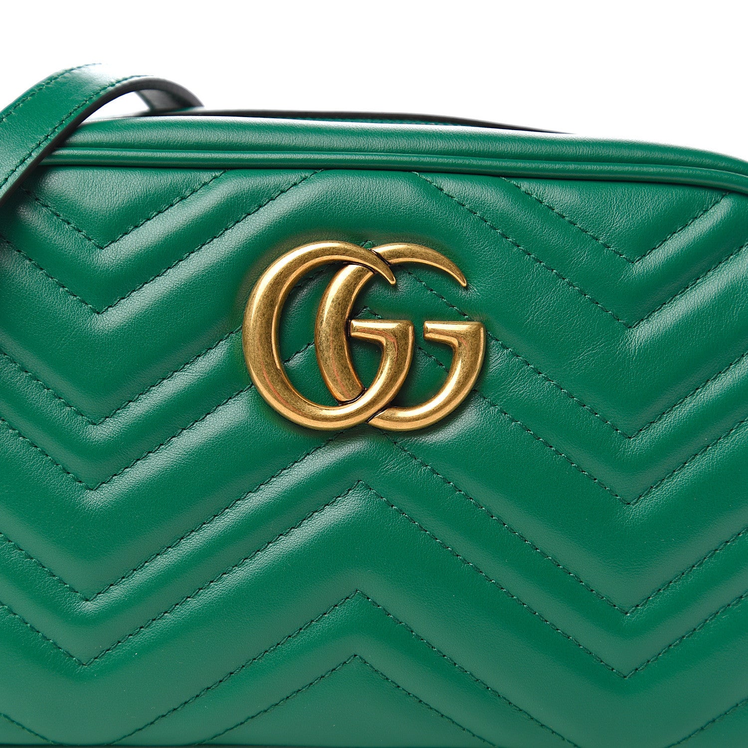 Gucci Calfskin Matelasse Small GG Marmont Chain Shoulder Bag Emerald Green 9 of 9