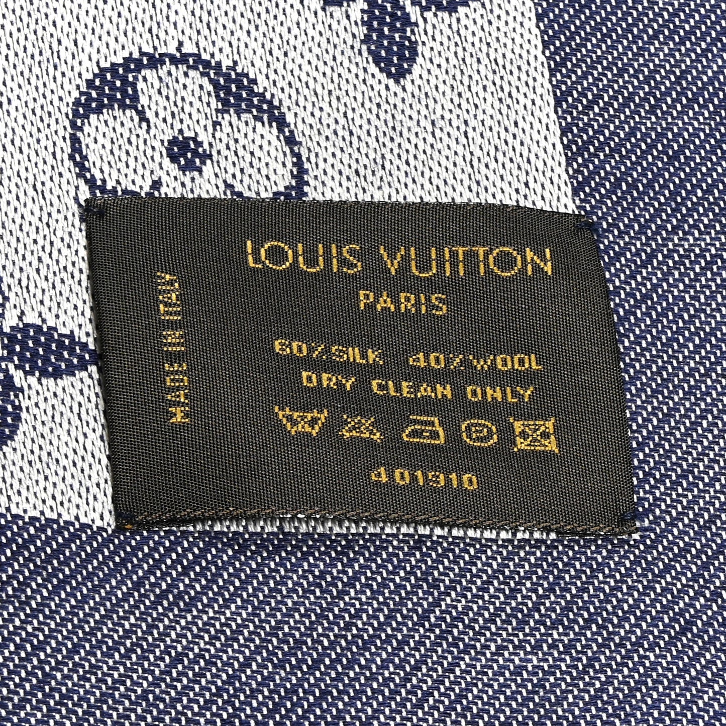 Silk Wool Monogram Denim Shawl Blue