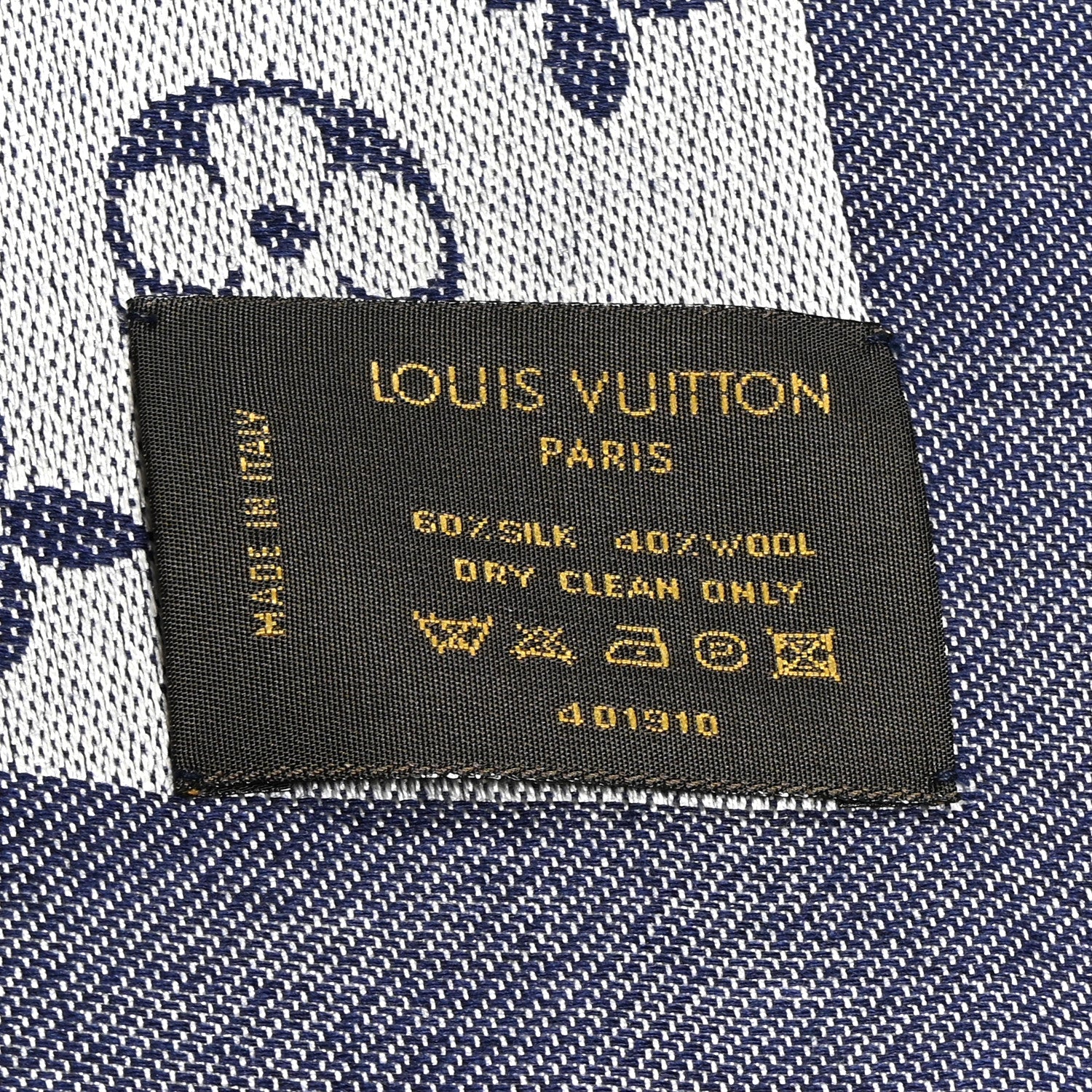 Louis Vuitton Silk Wool Monogram Denim Shawl Blue 3 of 4