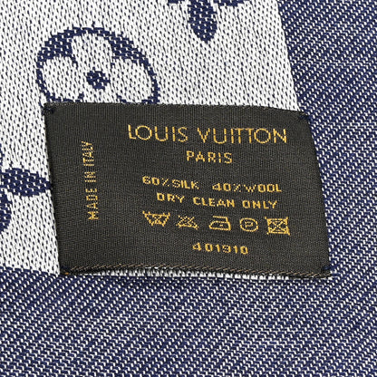 Louis Vuitton Silk Wool Monogram Denim Shawl Blue 3 of 4