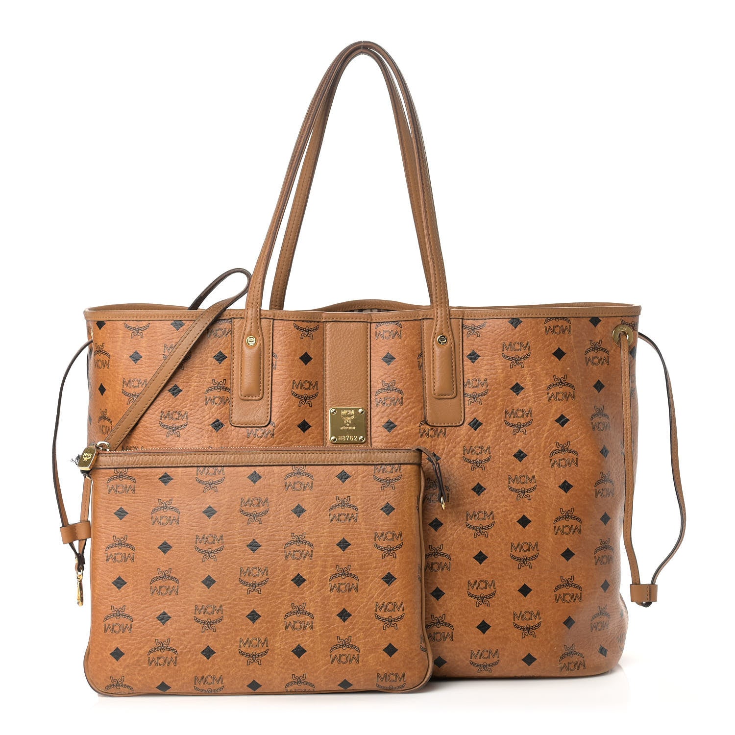 MCM Visetos Large Liz Reversible Shopper Tote Cognac 1 of 26