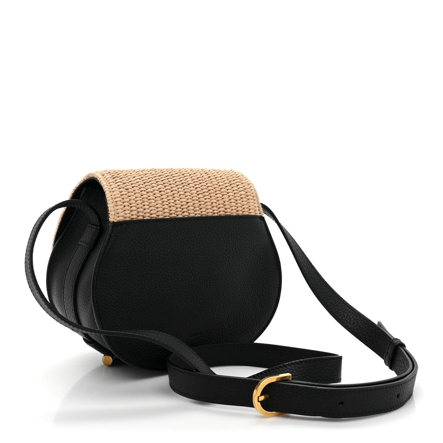 Chloe Raffia Calfskin Marcie Small Marcie Round Crossbody Bag Hot Sand 3 of 9