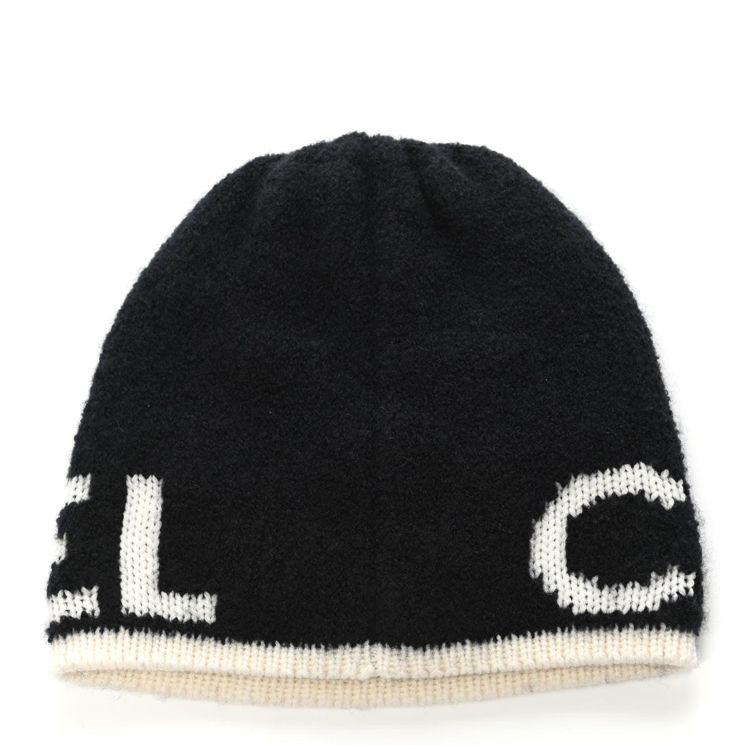Chanel Cashmere Logo Beanie Hat Black White 2 of 3
