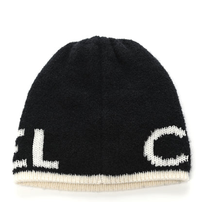 Chanel Cashmere Logo Beanie Hat Black White 2 of 3