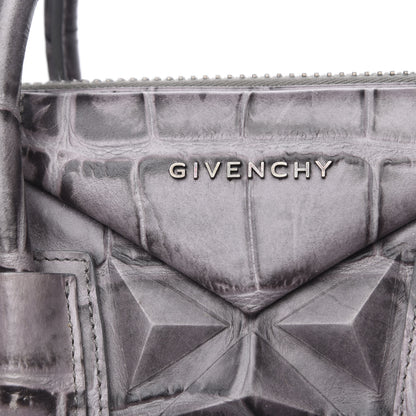 Givenchy Calfskin Crocodile Embossed 3D Stud Medium Antigona Storm Grey 11 of 12