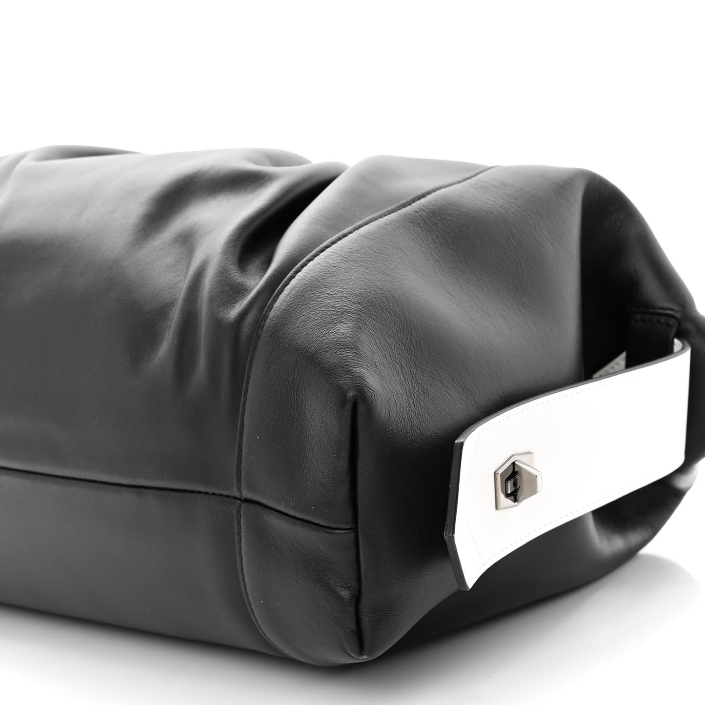 Calfskin Antigona Large Soft Clutch Black White