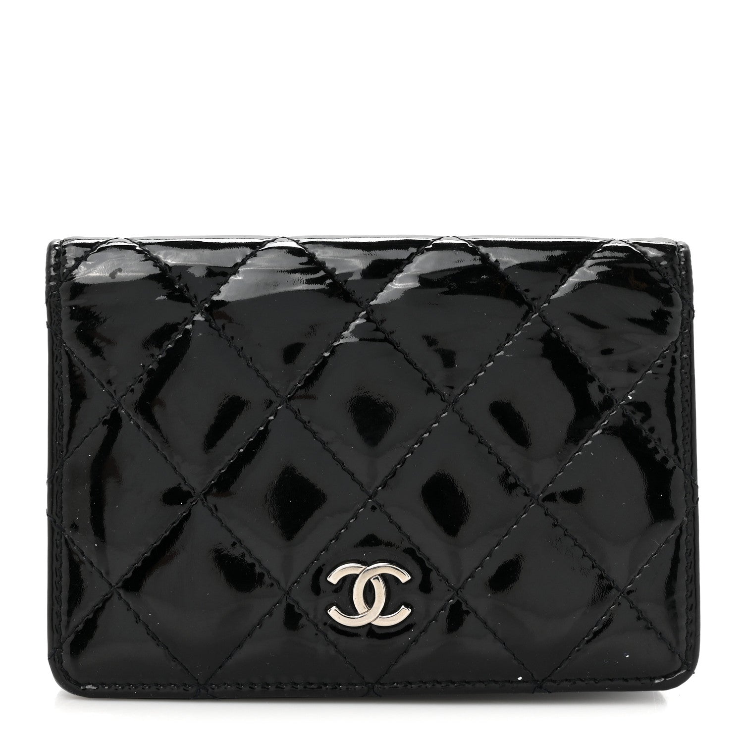 Chanel Patent Quilted Card Holder Wallet Black 1 of 11
