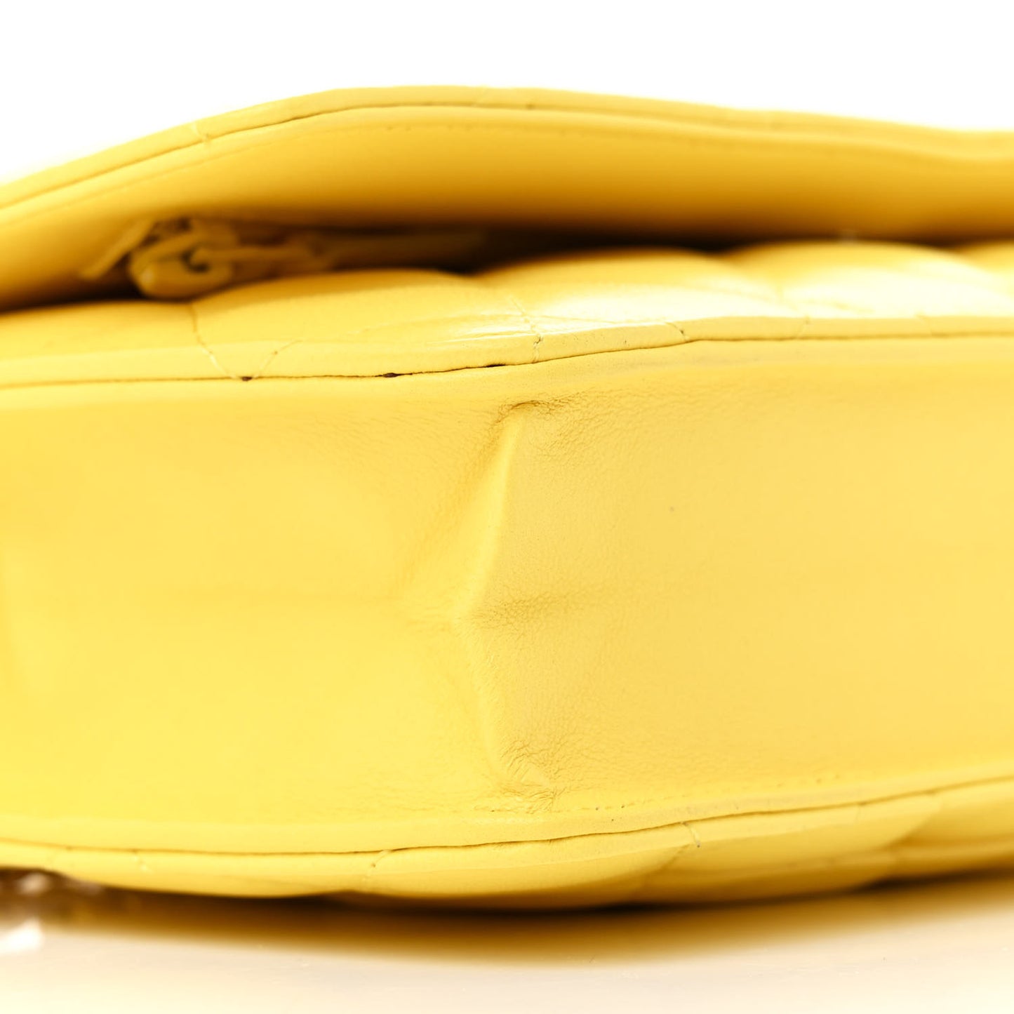 Lambskin Quilted Wallet on Chain WOC Yellow