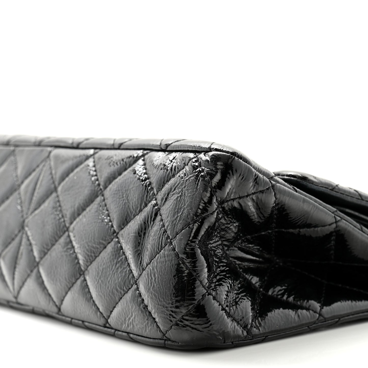 Distressed Patent Quilted 2.55 Reissue 227 Flap Black