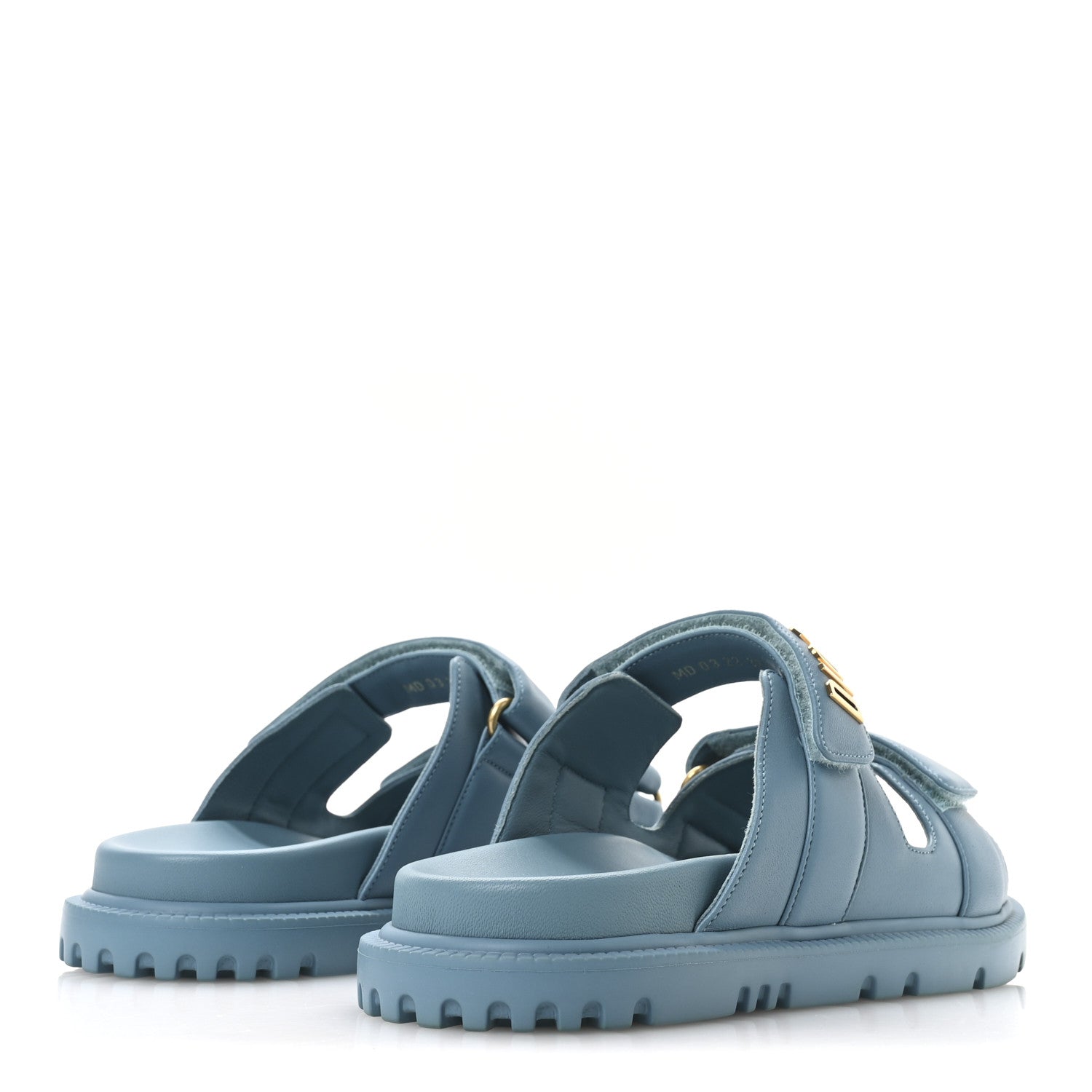 Christian Dior Lambskin Dioract 10mm Slide Sandals 37.5 Dusty Sky 5 of 8