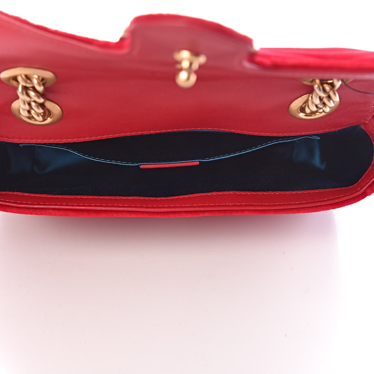 Gucci Velvet Matelasse Mini GG Marmont Shoulder Bag Hibiscus Red 5 of 10