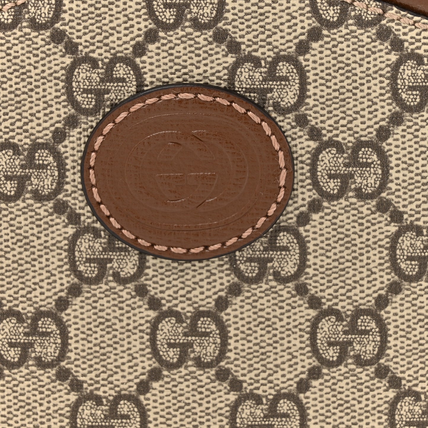 GG Supreme Monogram Azalea Calfskin Retro Interlocking G Messenger Shoulder Bag Beige Ebony Brown Sugar
