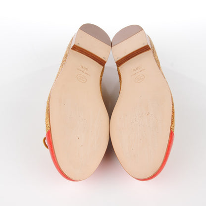 Chanel Tweed Ribbon Crackled Patent CC Cap Toe Ballerina Flats 38.5 Dark Ochre 6 of 9