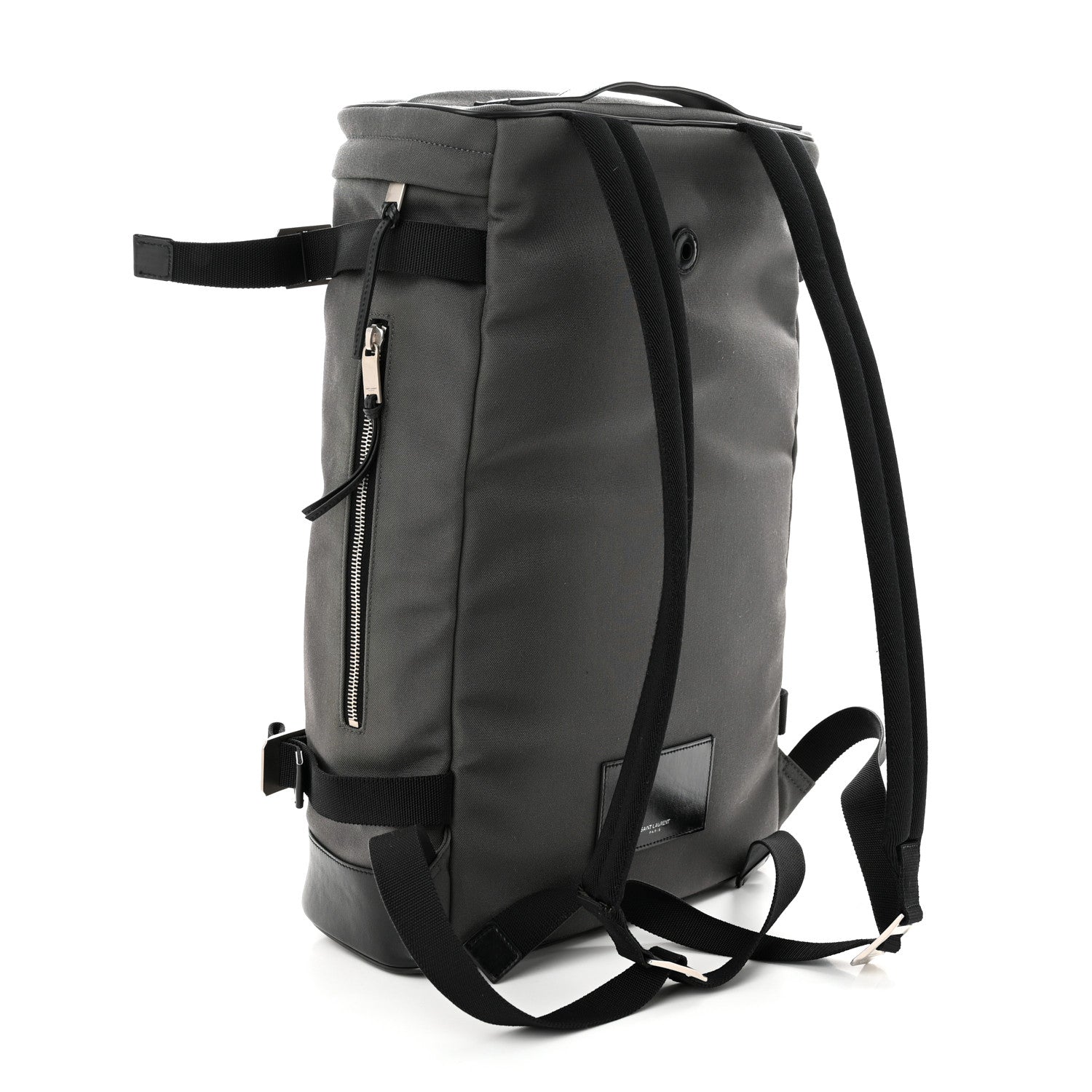 Saint Laurent Canvas Calfskin Rivington Race Convertible Backpack Storm 3 of 10
