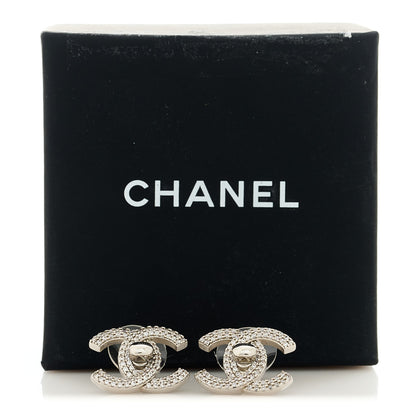 Chanel Crystal CC Turnlock Earrings Silver 5 of 5