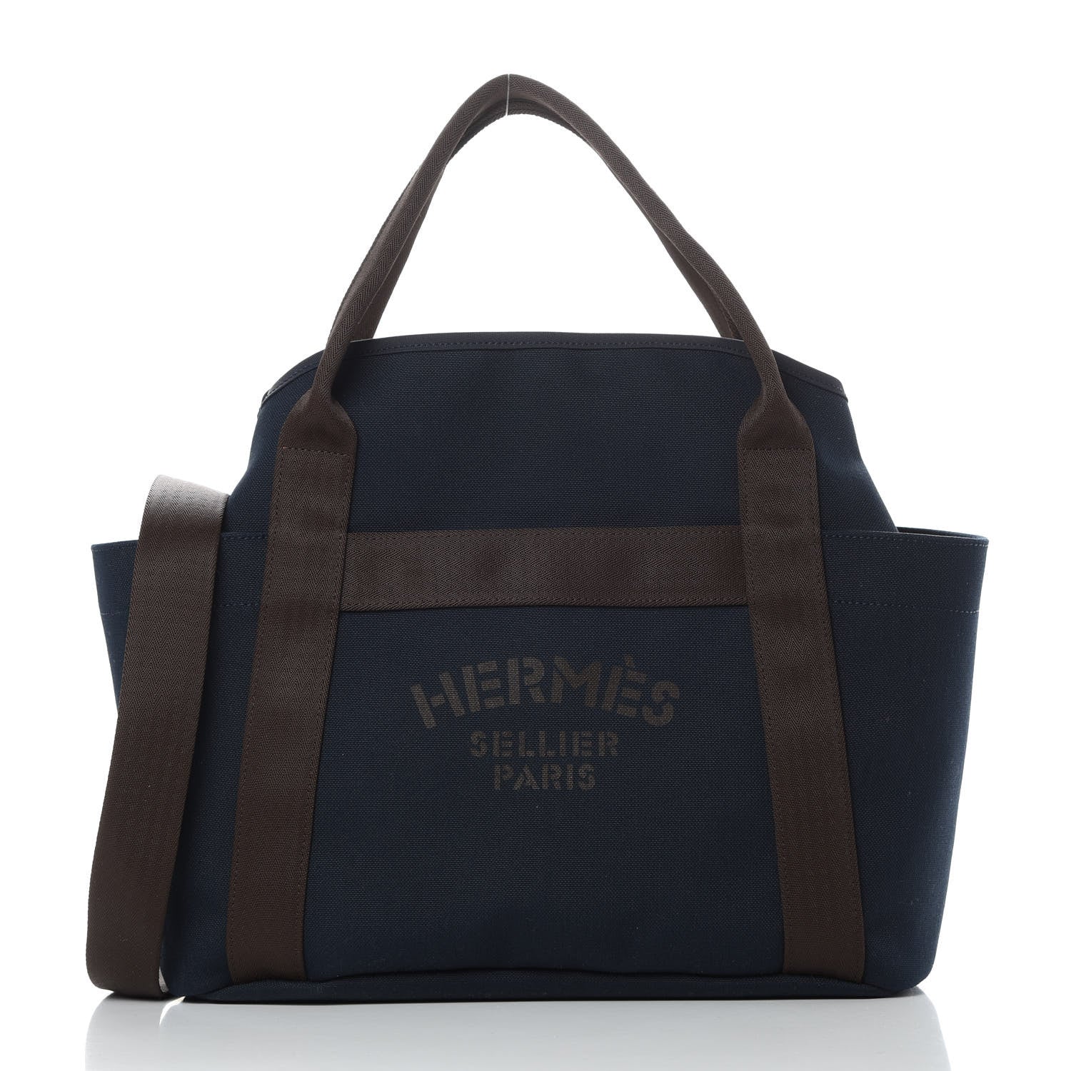 Hermes Toile Sac De Pansage Groom Bleu Navy Feu 3 of 13
