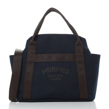 Hermes Toile Sac De Pansage Groom Bleu Navy Feu 3 of 13