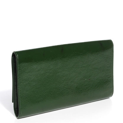 Saint Laurent Distressed Patent Large Belle De Jour Clutch Green 3 of 6