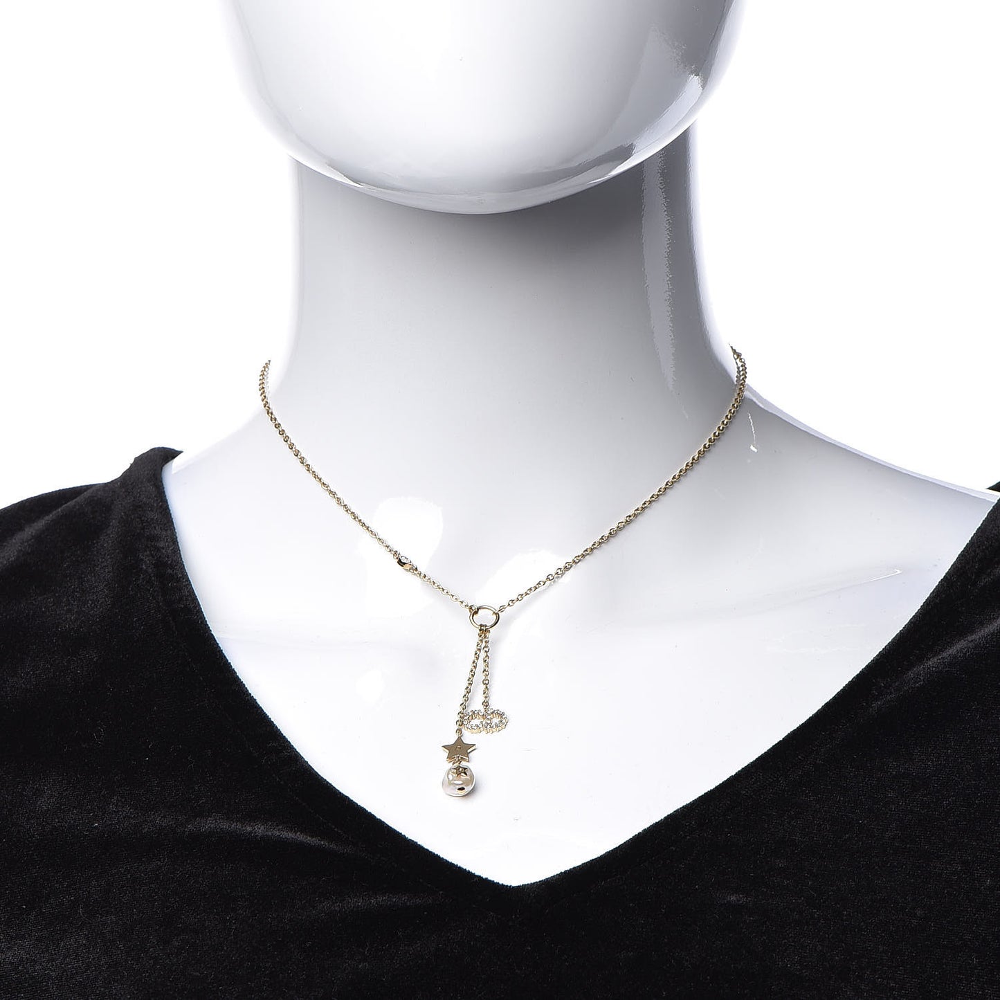 Crystal Pearl Shiny-D Tribal Long Necklace Gold
