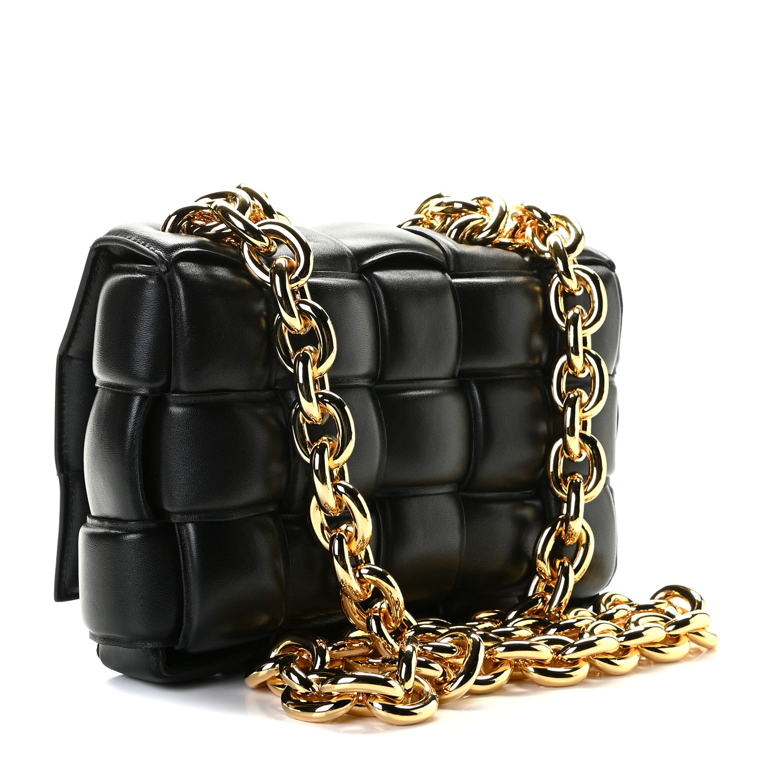 Bottega Veneta Lambskin Maxi Intreccio Padded Chain Cassette Crossbody Bag Black 3 of 7