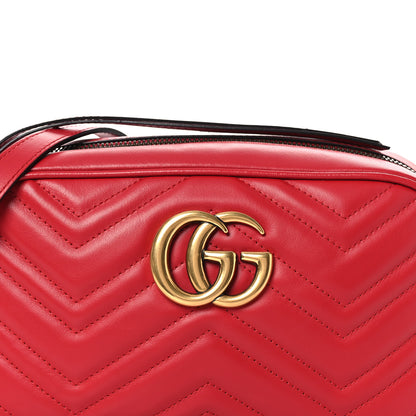 Gucci Calfskin Matelasse Small GG Marmont Chain Shoulder Bag Hibiscus Red 8 of 10