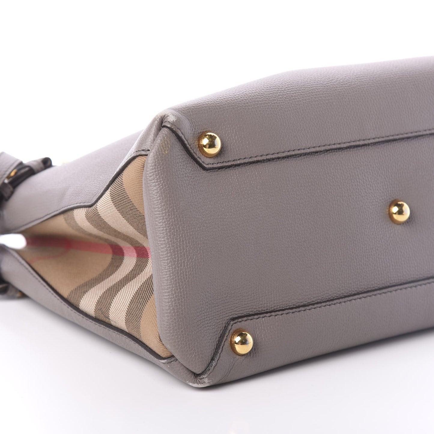 Derby Calfskin House Check Medium Banner Tote Thistle Grey