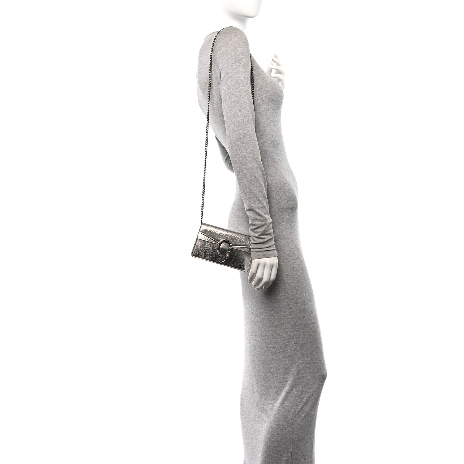 Gucci Metallic Calfskin Super Mini Dionysus Shoulder Bag Silver 2 of 10