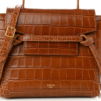 Celine Calfskin Crocodile Embossed Nano Belt Bag Camel 7 of 9