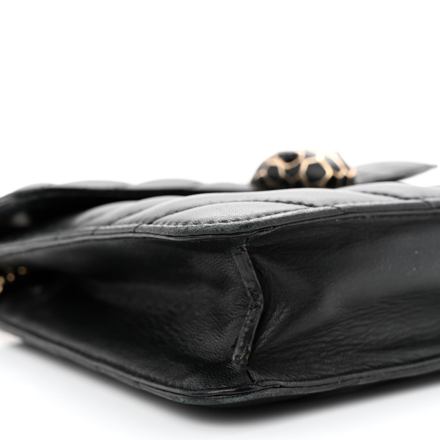 Bulgari Calfskin Quilted Serpenti Forever Shoulder Bag Black 11 of 12