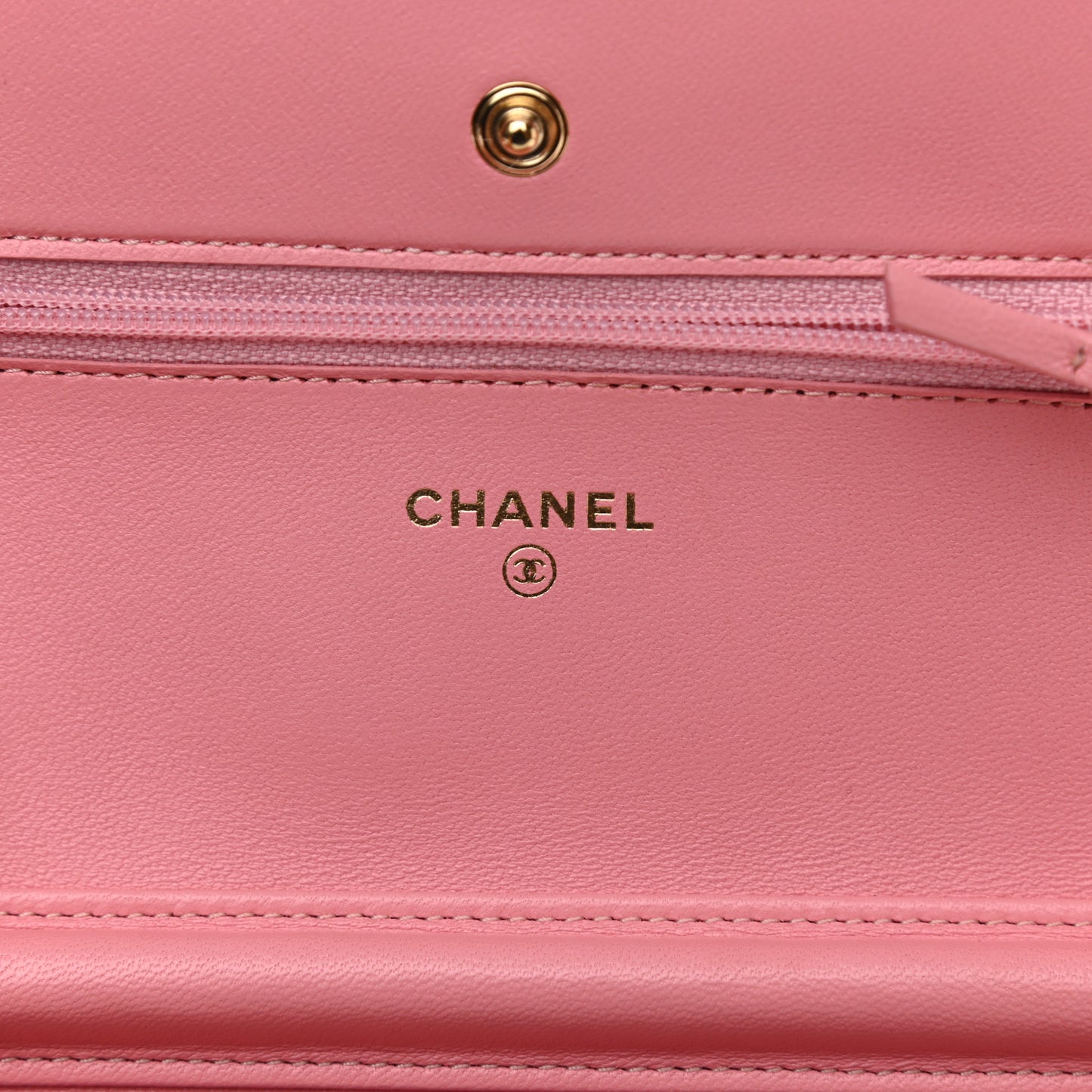 Lambskin Quilted Wallet On Chain WOC Pink