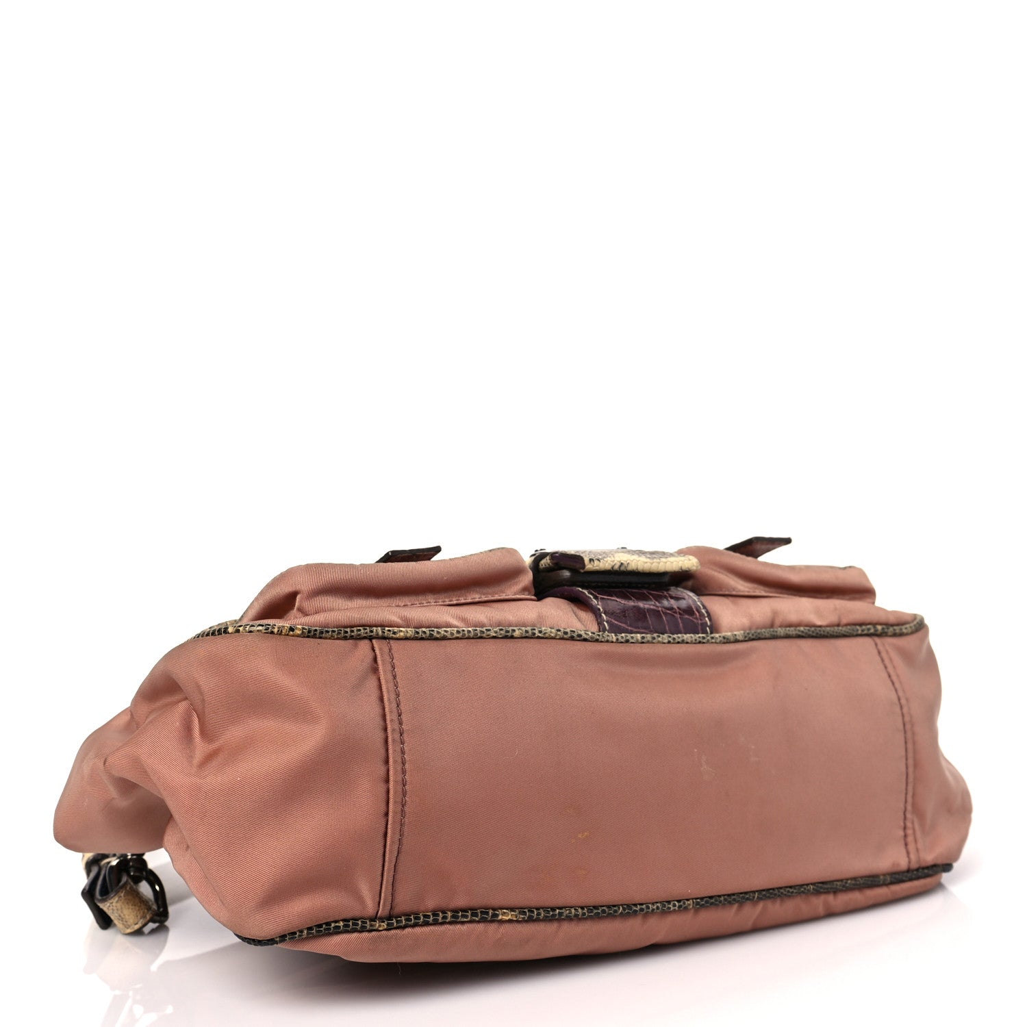 Prada Tessuto Nylon Snakeskin Shoulder Bag Pink 3 of 8