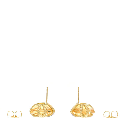 David Yurman 18K Yellow Gold Diamond Champagne Citrine 14mm Cable Wrap Earrings 3 of 4