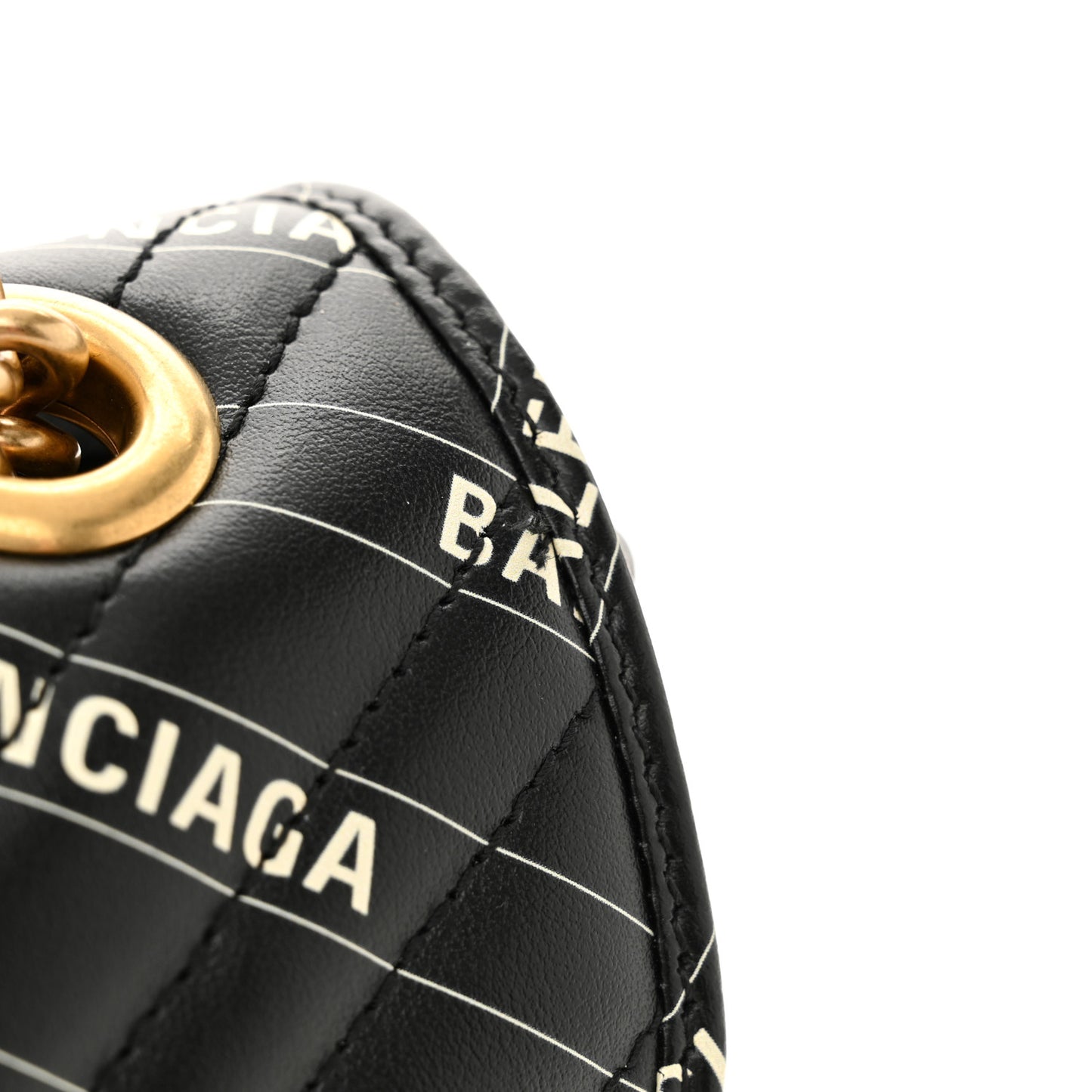 X BALENCIAGA Calfskin Matelasse Logo Print Small GG Marmont Shoulder Bag Black