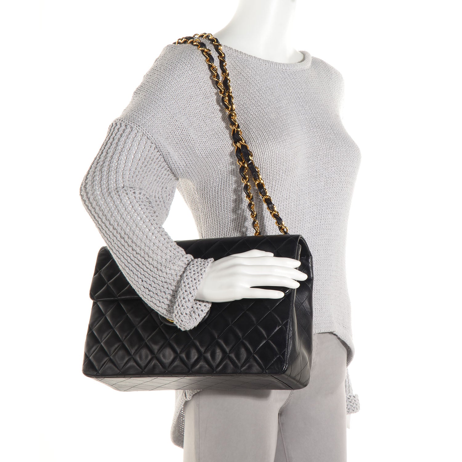 Chanel Lambskin XL Jumbo Flap Black 2 of 10