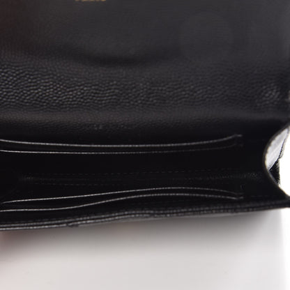 Saint Laurent Grain De Poudre Matelasse Chevron Small Monogram Envelope Wallet Black 5 of 7