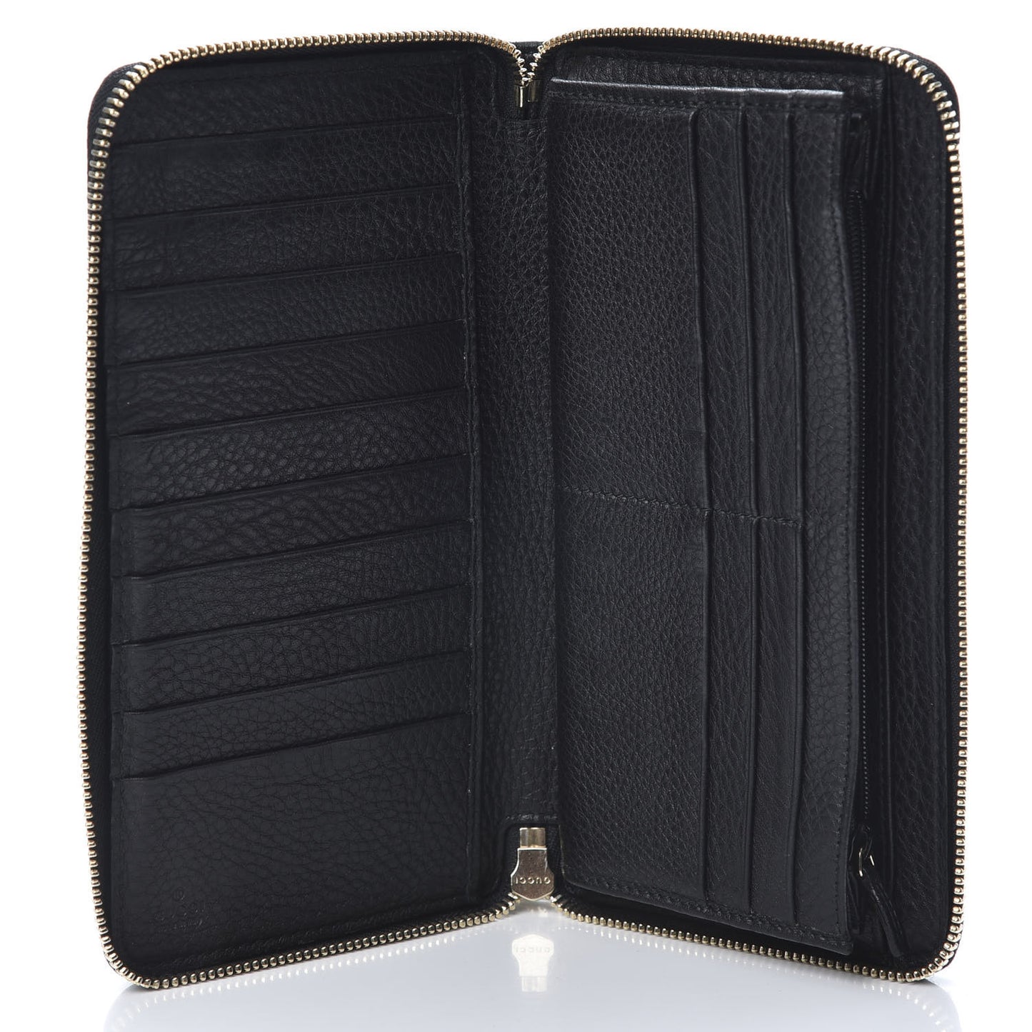 Pebbled Calfskin Soho Zip Around Wallet Black