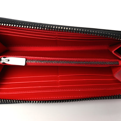 Christian Louboutin Calfskin Panettone Zip Around Wallet Loubi Red Black 5 of 7