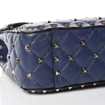 Valentino Garavani Nappa VLTN Print Medium Rockstud Spike Shoulder Bag Pure Blue White 5 of 8