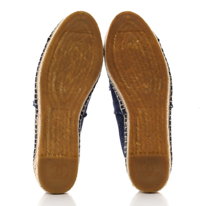 Chanel Denim Toile CC Espadrilles 40 Navy Black 5 of 8